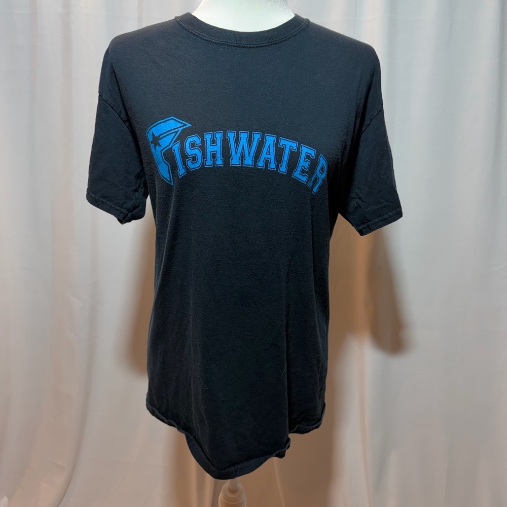 Black T-Shirt with Blue Fishwater Logo